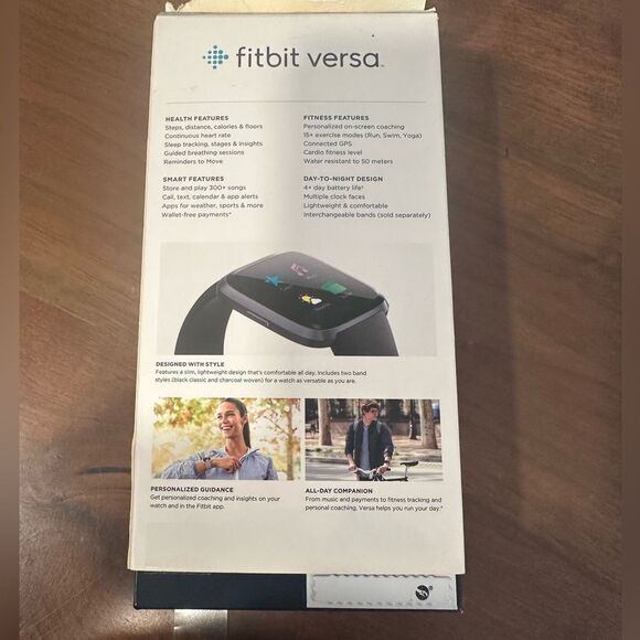 Fitbit Versa Special Edition Smart Watch, Charcoal Woven, One Size - Picture 3 of 5